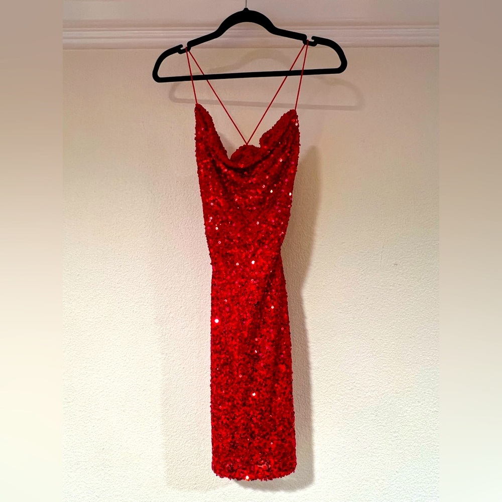 Brand New Windsor Red Sequin Formal/Fancy Casual Dinner Dress.